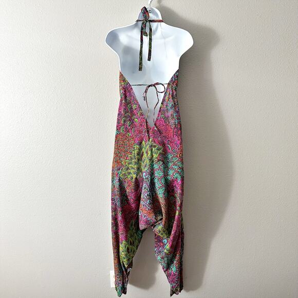 LikeMary Bohemian Print Multicolor Harem Jumpsuit women's size S/M - Picture 7 of 11